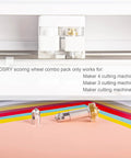 Heavy Duty Scoring Wheel Combo Pack Featuring Single And Double Quickswitch Tips A Straight Up Game Changer For Maker 4 3 Machines with colorful cardstock.
