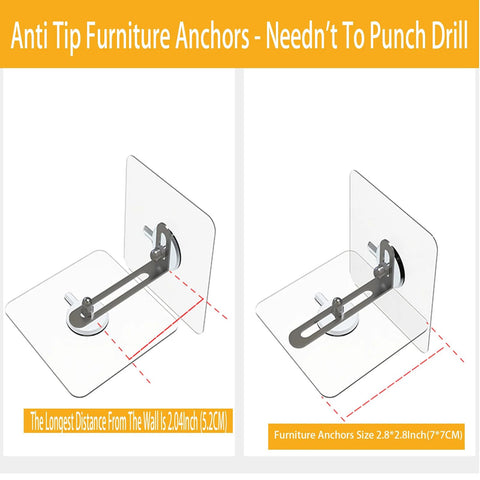 Anti Tip Furniture Anchors No Drill With Strong Adhesive And L Bracket For Baby Proofing Cabinets Bookcases Dressers And Shelves Easy Installation No Screws Or Drilling Non Residue Paste Removable Without Wall Damage 6 Pairs