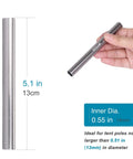 Tent Pole Repair Sleeves Set 14mm Inner Diameter, Spare Repair Tube Kit, 5 Pack shown with size measurements.