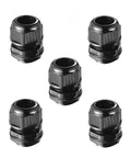 Five NPT 1In Cable Gland IP68 Waterproof Strain Relief Cord Connector, Black Nylon, for Electrical Box Wire, Adjustable