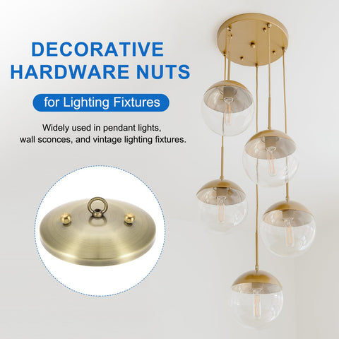 Six Pack Brass Ball Lamp Finials 6mm Ball Size M3 X 0.5 Thread Nut Caps For Lighting Fixtures Decorative Brass Screw Caps Covers Easy Tool Free Install 6Pcs Gold Tone Hardware shown in pendant light setup