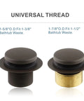 Oil Rubbed Bronze Tub Drain Conversion Kit With Tip-Toe Trim, universal thread adapters, fits 1-3/8 or 1-1/2 inch drains