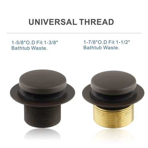 Oil Rubbed Bronze Tub Drain Conversion Kit With Tip-Toe Trim, universal thread adapters, fits 1-3/8 or 1-1/2 inch drains