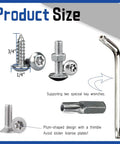 Heavy Duty Stainless Steel Anti Theft License Plate Screws Set includes eight tamper resistant hex bolts shown with dimensions and tools.