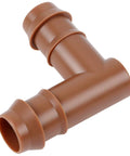 Drip Irrigation Barbed Elbow Fittings, 25 Pack, Half Inch Tubing, 90 Degree Corner Connectors For 17 Mm ID Drip Lines, brown plastic connector