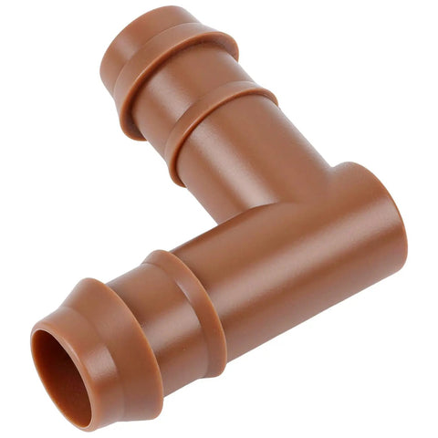 Drip Irrigation Barbed Elbow Fittings, 25 Pack, Half Inch Tubing, 90 Degree Corner Connectors For 17 Mm ID Drip Lines, brown plastic connector