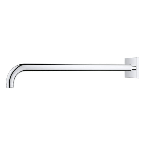 16 Inch Shower Arm With Square Flange In Starlight Chrome For Rain Shower Heads, 1/2 Inch NPT, Brass Construction, Side View
