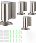 Heavy Duty Brushed Nickel Door Stopper Set For Home And Office Holds Firmly Without Drilling Screws Or Stickers Included with four metallic stoppers.