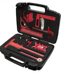 Woodworking Measuring And Scribing Tool Set 9 Piece Pro Grade Precision Kit for Carpentry and DIY in red case with tools visible