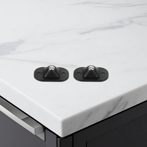 4pcs Small Furniture Adhesive Swivel Caster Wheels mounted on a marble countertop, showcasing easy installation features.