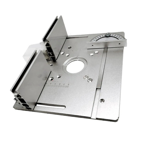Heavy Duty Aluminum Router Table Insert Plate With Hella Precise Cnc Dial Scale and Smooth Gliding Miter Fence for precise woodworking setup.