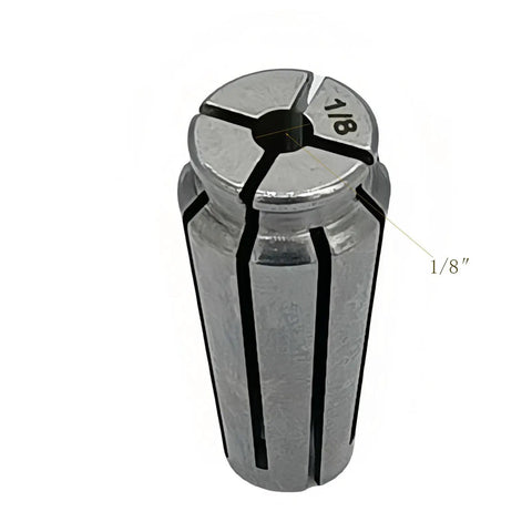 Self Releasing Collet Chuck Replacement Kit With One Eighth Inch Collet And Nut Pro Grade DIY Friendly Fits Router Series 5615 5616 5619 5625 And Die Grinders 5192 5194 5196 Replacement Parts for 48-66-2486 48-66-0985 48-66-0965, close-up of 1/8 inch collet