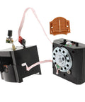 Quartz Clock Movement Repair Kit For Cuckoo Wall Clocks with long shaft mechanism, shown with components and wires.