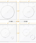 Pro Pick Heavy Duty Circular Inlay Router Template Set For Woodworking Hardwood Crafts with four sizes, crystal clear acrylic, and ruler.