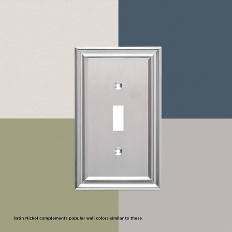 Beaded Double Rocker Wall Plate 2 Gang ETL Certified GFI Outlet Decorative Switch Cover Brushed Nickel Finish on color swatches