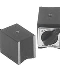 Magnetic Base Stand for Digital Comparators With V-Shaped Design, Heavy-Duty 33lb Load Capacity, Metal Switch Base, Compact Calibration Rig for Precision Equipment on black magnetic blocks