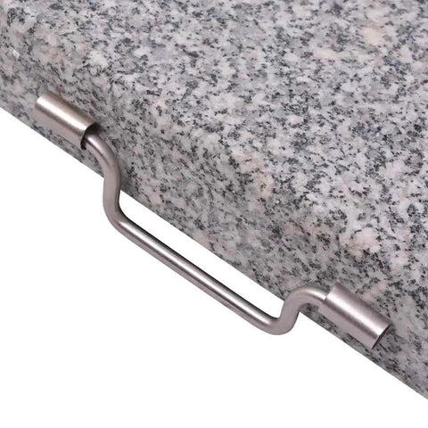 Grey Polished Granite And Stainless Steel Umbrella Stand With Transport Rollers, 17.7 Inch Base corner and steel handle