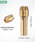 Close-up of brass chuck from 10 Pack Brass Dope Drill Chuck Collet Set For Rotary Tools And Electric Drills Fits One Eighth Inch collet