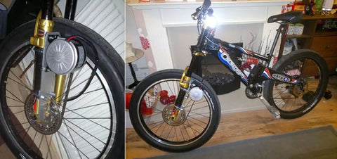 High Speed DIY Electric Scooter And Bicycle Motor Kit 24V 250W Or 36V 350W With 11 Tooth 6mm Chain Sprocket 25H installed on bicycle