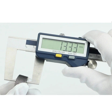 Digital Outside Neck Caliper With Built In Wireless Data Transmission; Stainless steel, measuring a groove in mm or inches