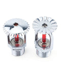Workhorse Bronze Pendent Fire Sprinkler Head Half Inch Automatic Heat Activated 68 Degree Extinguishing Protection For Schools Gyms Commercial Spaces Ready To Go two bronze sprinkler heads with chrome finish and red activation indicators