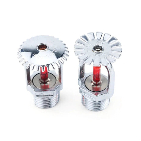 Workhorse Bronze Pendent Fire Sprinkler Head Half Inch Automatic Heat Activated 68 Degree Extinguishing Protection For Schools Gyms Commercial Spaces Ready To Go two bronze sprinkler heads with chrome finish and red activation indicators