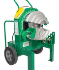 Greenlee Classic W-Ranged Bending Shoe 555Rsc for Electricians, heavy-duty steel conduit bender on wheels, job site ready.