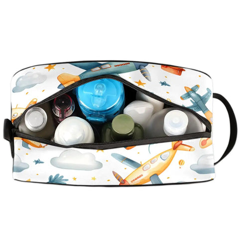 Open Airplane Cosmetic Bag For Women Travel Makeup Organizer Pouch Kit Waterproof Durable Polyester Toiletries Case With Carry On