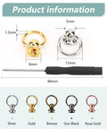 Top Shelf 50 Piece Screw Back Round Head Rivets Pull Ring Studs With Screwdriver Zinc Alloy Finish, gold and silver accents.