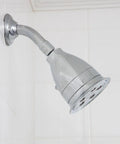 Hotel Luxury Filtered Shower Head With Massage Setting, 2.5 GPM, Polished Chrome Finish, wall-mounted, side view