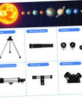 Adjustable Refractor Telescope With Tripod For Beginners And Adults Aluminum Alloy Space Telescope parts diagram