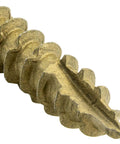 Close-up of heavy duty exterior construction lag screws one and a half inch Torx star drive with truss washer head