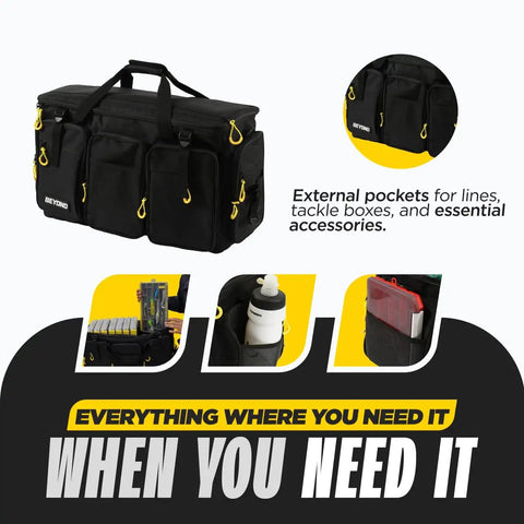 XL Tackle Bag Hauler Pro For Anglers With Mega Storage Capacity Fits 12 3700 Boxes And 4 Large Side Pockets Offshore Ready