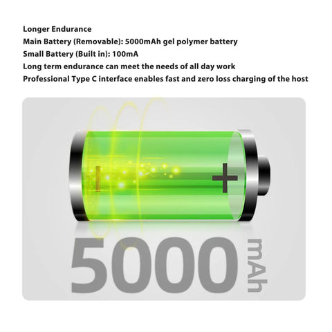Illustration of a 5000mAh battery for Rugged Workhorse Handheld Barcode Scanner With 4G WiFi Bluetooth 3GB RAM 32GB ROM 4 Inch Screen IP66.