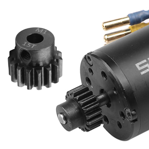 Mod 1 Hardened Steel RC Motor Pinion Gear Set, 5-Pack for 1/8 Scale RC Cars, 5mm Shaft, Includes 15T gear installed and separate