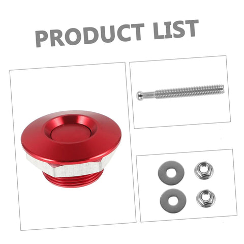 Red anodized toggle hood latch clamp with stainless fittings, part of Toggle Hood Latch Clamp With Quick Release Hood Pin Kit For Race Cars
