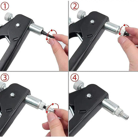 Rivet Nut Tool Kit 136 Pcs Set With M3 M4 M5 M6 M8 Mandrels And 130 Aluminum Ribbed Rivnuts installation steps