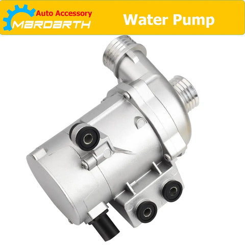 Dead Nuts Reliable Electric Water Pump For BMW 328i 325i X5 X3 528i Direct Replacement Assembly with silver body and multiple connection points.