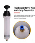 200cc Liquid Transfer Pump For Oil And Automotive Fluids Manual Drainer With Hose Dual Purpose Liquid Transfer And Filling Tool For Cars Motorcycles Boats And Equipment Maintenance Workhorse, clear barrel and anti-drop connector