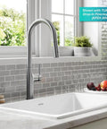 Oletto Tall Modern Pull Down Kitchen Faucet With Single Handle Spot Free Stainless Steel Finish That Resists Corrosion in kitchen