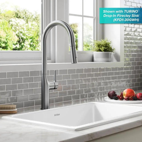 Oletto Tall Modern Pull Down Kitchen Faucet With Single Handle Spot Free Stainless Steel Finish That Resists Corrosion in kitchen