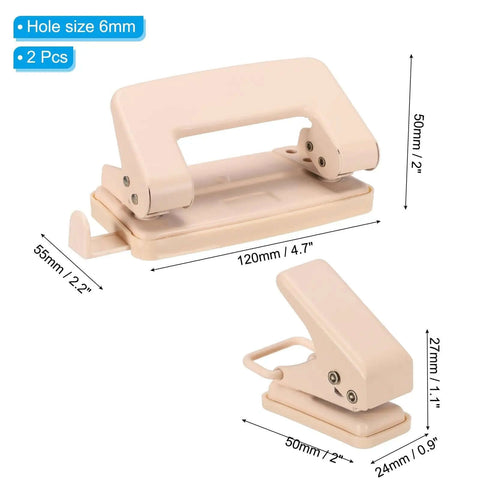 Pink Handheld Heavy Duty Hole Punch Set Two Piece Metal Paper Punch For Tags And Tickets DIY Craft Scrapbooking Easy Grip Tool with 6mm hole