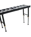 Intsuprmai 9 Roll Adjustable Conveyor Stand Table, heavy-duty rollers with chrome plated cylinders, perfect for workshops.