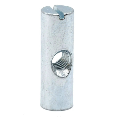 Cross Dowel Barrel Nut Replacement Kit For 100507 Furniture Fasteners shown with zinc-plated barrel nut