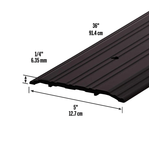 68395 Beefed-Up Aluminum Commercial Flat-Profile Threshold Bronze Finish For High-Traffic Doors Draft Protection Five Inches By One Quarter Inch By Thirty-Six Inches UL Fire Rated Durable Entryway Gap Sealer