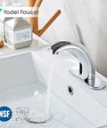 Chrome Touchless Bathroom Sink Faucet With Motion Sensor For 1 Or 3 Hole Installations Dual Power Supply 110V AC Or Battery Operated