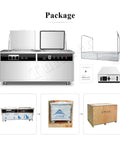 Hella Powerful Sixty One Liter Industrial Ultrasonic Cleaner Tank for Engine Blocks, includes dual tanks and accessories.