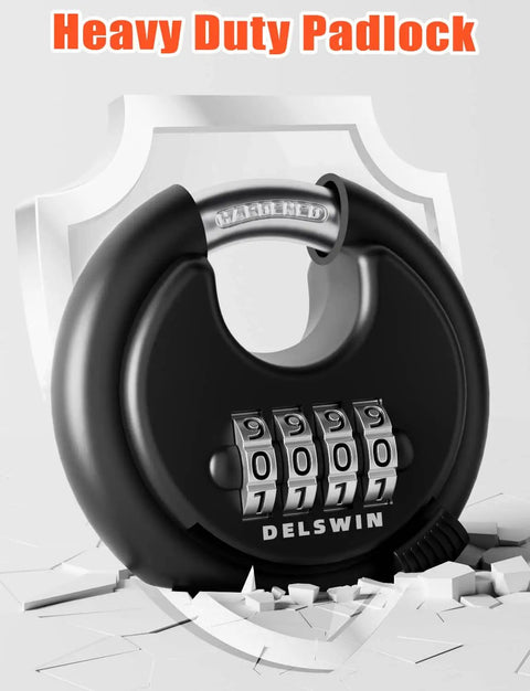 4 Digit Disc Padlock With Hardened Steel Shackle For Sheds Storage Units Gym Lockers And Fences No Frills Easy Set