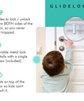 Straight Up Secure Metal Child Safety Door Lock For Ultimate Home Security, Top Mount Latch Swings Open From Either Side, Rock Solid Heavy Duty White Door Guard For Indoor And Outdoor Residential Doors, child operating locking mechanism.