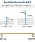 Dimensions and installation guide for Two Pack 10 Inch Brushed Gold Cabinet Handles with included hardware and measurements.